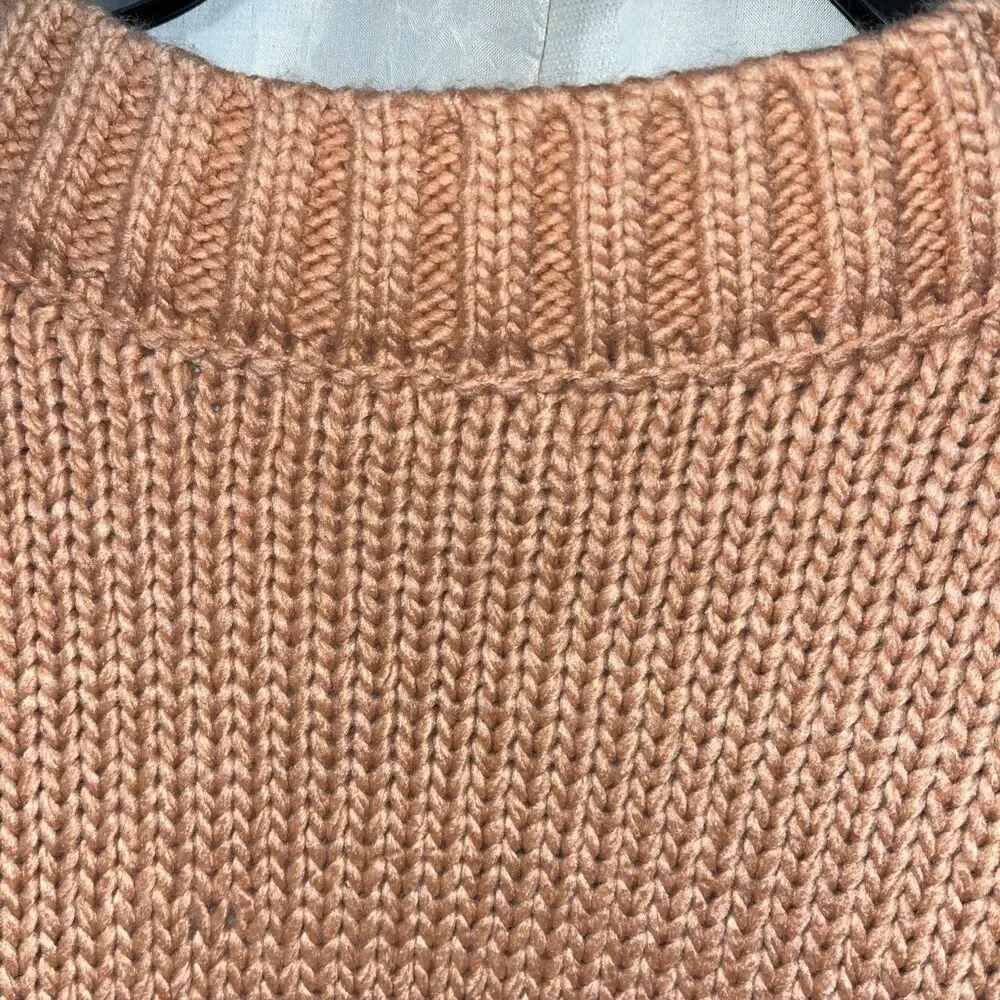 Label of Love Peach Rust Cable Knit Oversized Open Front Cardigan Size M / L NWT - Picture 8 of 8